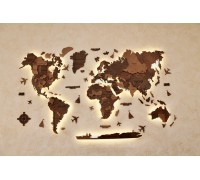 3D-Weltkarte aus Holz für die Wand, Farbe Tibet