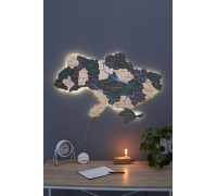Mapa Ukrainy z malowanymi rzekami, kolor tajga, M - 150*95 cm, z podświetleniem, ciepła