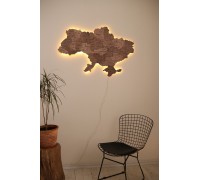 Karte der Ukraine ohne Flüsse, Haselnussfarbe, S - 120 * 80 cm, Hintergrundbeleuchtung, Neutral