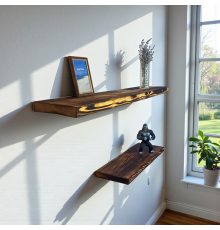 Настінна полиця прихованого кріплення з фактурної сосни в стилі "Рустик"