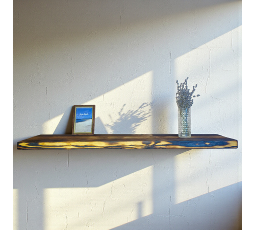 Настінна полиця прихованого кріплення з фактурної сосни в стилі "Рустик"