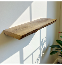 Concealed wall shelf with live edge in oak 800, 200