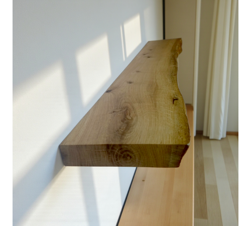 Настінна полиця прихованого монтажу з живим краєм із дуба