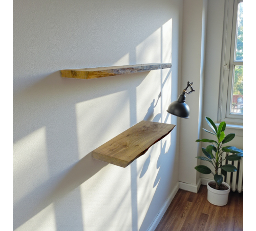 Настінна полиця прихованого монтажу з живим краєм із дуба