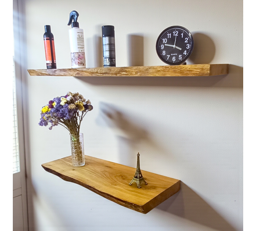 Настінна полиця прихованого монтажу з живим краєм із дуба