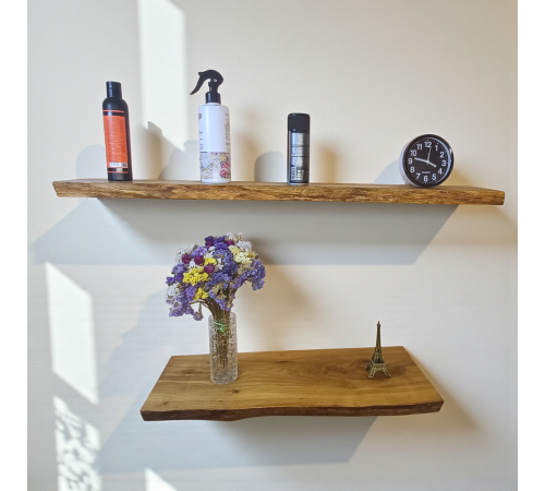 Настінна полиця прихованого монтажу з живим краєм із дуба