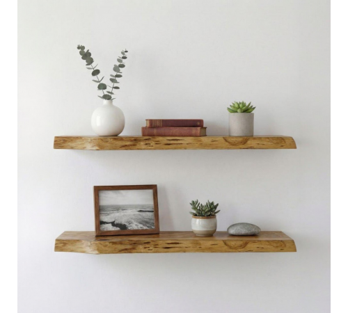 Настінна полиця прихованого монтажу з живим краєм із дуба