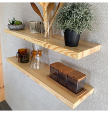Настінна полиця прихованого кріплення з натурального масиву сосни 500, 250