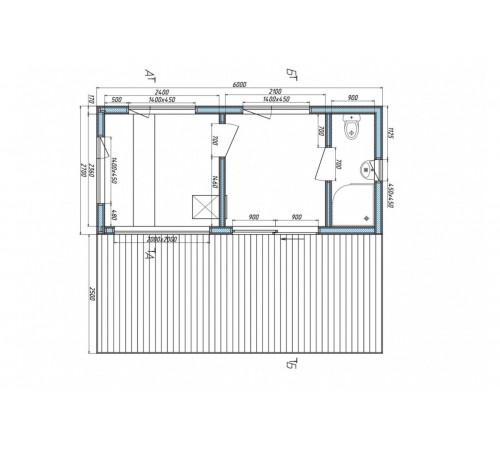 Баня 6,0х 2,7м модульная, каркасно щитовая с террасой Gartensauna-25 от