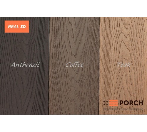 Композитная террасная доска Porch Real Antrazit Композитная террасная доска Porch Real Antrazit