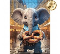 Classic Wooden Puzzle Elephant Eating Pretzel XXL