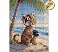 Classic wooden puzzle Tiger on vacation L