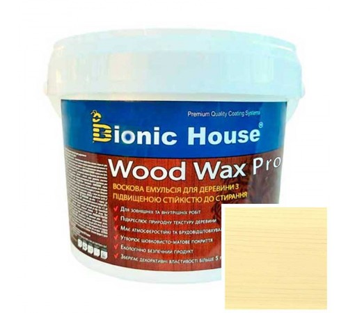 Краска для дерева WOOD WAX PRO безКолірна база Bionic-House 0,8л Слонова кістка