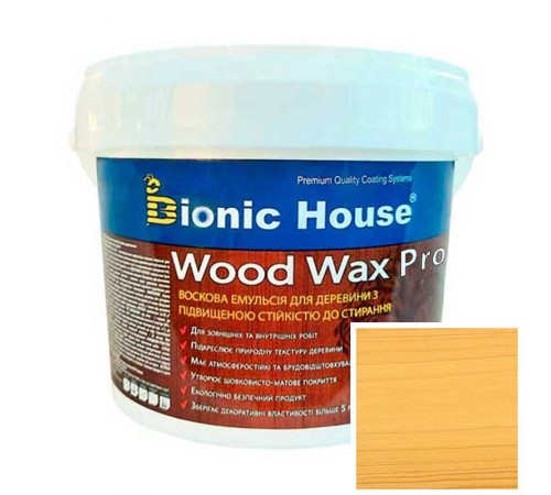 Краска для дерева WOOD WAX PRO безКолірна база Bionic-House 0,8л Світлий дуб