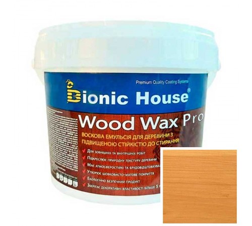 Краска для дерева WOOD WAX PRO бесцветная база Bionic-House 0,8л Дуб