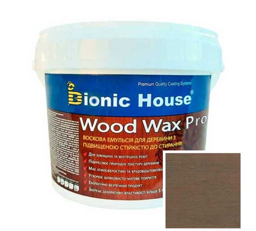 Краска для дерева WOOD WAX PRO безКолірна база Bionic-House 0,8л Умбра