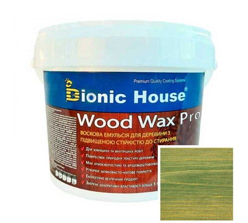 Краска для дерева WOOD WAX PRO бесцветная база Bionic-House 0,8л Изумруд