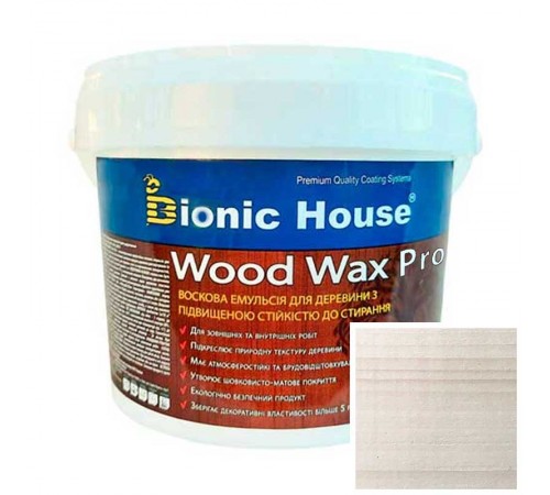 Краска для дерева WOOD WAX PRO безКолірна база Bionic-House 0,8л Білий Дуб