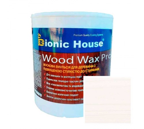 Краска для дерева WOOD WAX PRO бесцветная база Bionic-House 2,5л Белый