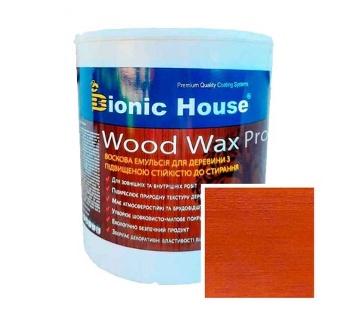 Краска для дерева WOOD WAX PRO бесцветная база Bionic-House 2,5л Махагон