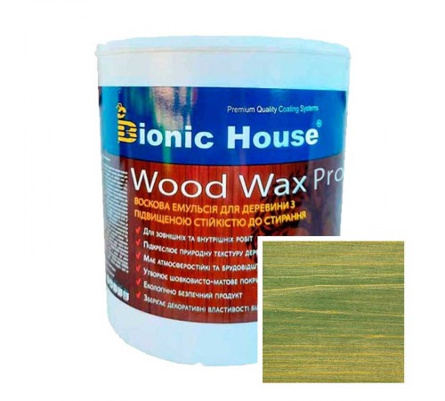 Краска для дерева WOOD WAX PRO бесцветная база Bionic-House 2,5л Изумруд