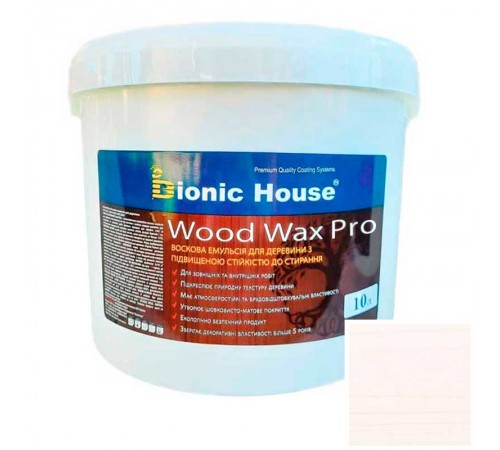 Краска для дерева WOOD WAX PRO бесцветная база Bionic-House 10л Белый