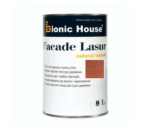 Краска для дерева FACADE LASUR Bionic-House 1л Сандал