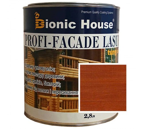 Краска для дерева PROFI-FACADE LASUR tung oil 2,8 л Каштан