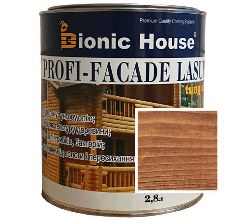 Краска для дерева PROFI-FACADE LASUR tung oil 2,8л Золотий Горіх Краска для дерева PROFI-FACADE LASUR tung oil 2,8л Золотий Горіх