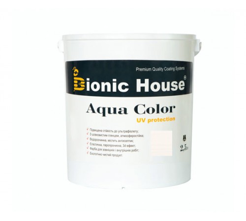 Краска для дерева Bionic-House Aqua Color UV-protect 2,5л Білий А101 Краска для дерева Bionic-House Aqua Color UV-protect 2,5л Білий А101