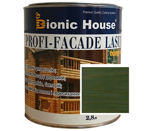 Краска для дерева PROFI-FACADE LASUR tung oil 2,8л Мирт