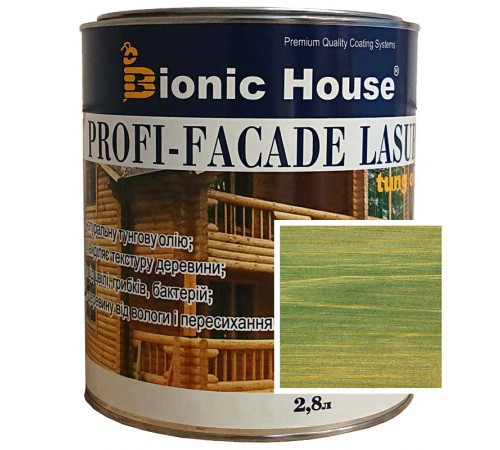 Краска для дерева PROFI-FACADE LASUR tung oil 2,8л Изумруд