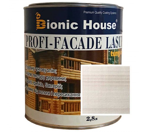 Краска для дерева PROFI-FACADE LASUR tung oil 2,8л Белый Дуб