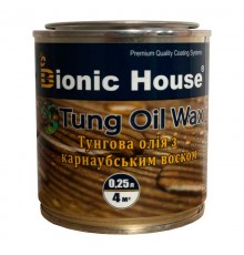 Тунговое масло с карнаубским воском Tung Oil Bionic-House 0,25л Бесцветный