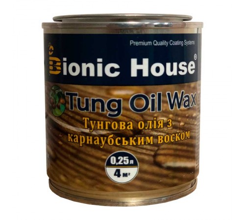 Тунговое масло с карнаубским воском Tung Oil Bionic-House 0,25л Бесцветный