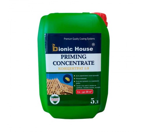 Priming Concentrate 1:9 Невимівний антисептик для дерев'яних стропових системBionic-House 5л Безбарвний