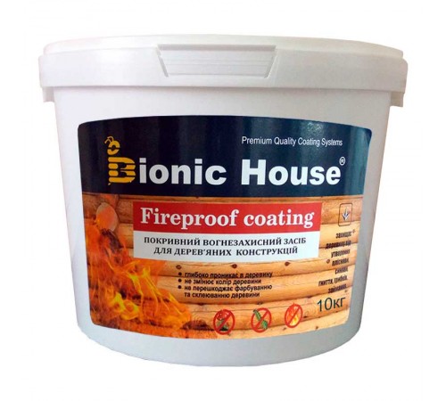 Огнебиозащитная краска Fire Proof Coating Bionic-House 10кг Белая