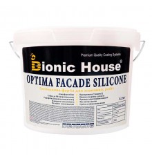 Optima Facade Silicone - Износостойкая гидрофобная силикон-акриловая краска для минеральных фасадов Bionic-House 4,2кг Белая любой RAL оттенок на заказ