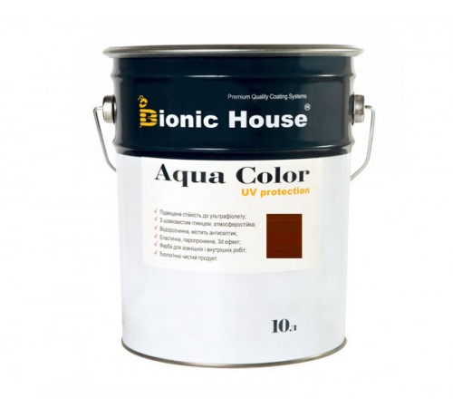 Краска для дерева Bionic-House Aqua Color UV-protect 10л Шоколад А109 Краска для дерева Bionic-House Aqua Color UV-protect 10л Шоколад А109