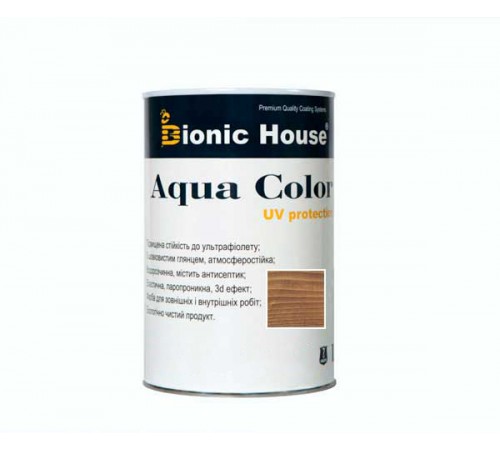 Краска для дерева Bionic-House Aqua Color UV-protect 0,8л Золотой Орех.