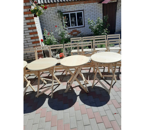Wooden furniture, round folding tables