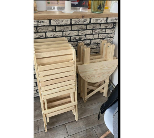 Wooden furniture, round folding tables