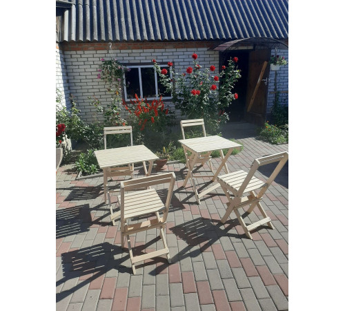 Garden folding set for cafes, home, and street (set of square table and two chairs)