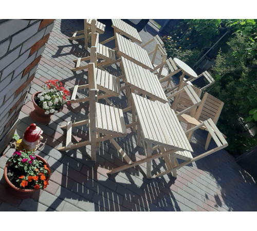 Square folding wooden table (cafe garden) table + 2 chairs
