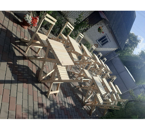 Square folding wooden table (cafe garden) table + 2 chairs