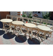 Round wooden table for a cafe