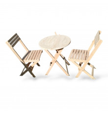 Zestaw składanych mebli drewnianych (stół i 2 krzesła)