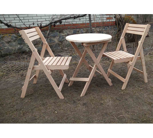 Набір дерев'яної розкладної меблів (стіл +2 стільці)