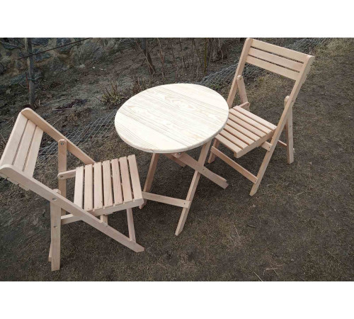 Набір дерев'яної розкладної меблів (стіл +2 стільці)