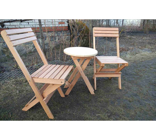 Набір дерев'яної розкладної меблів (стіл +2 стільці)